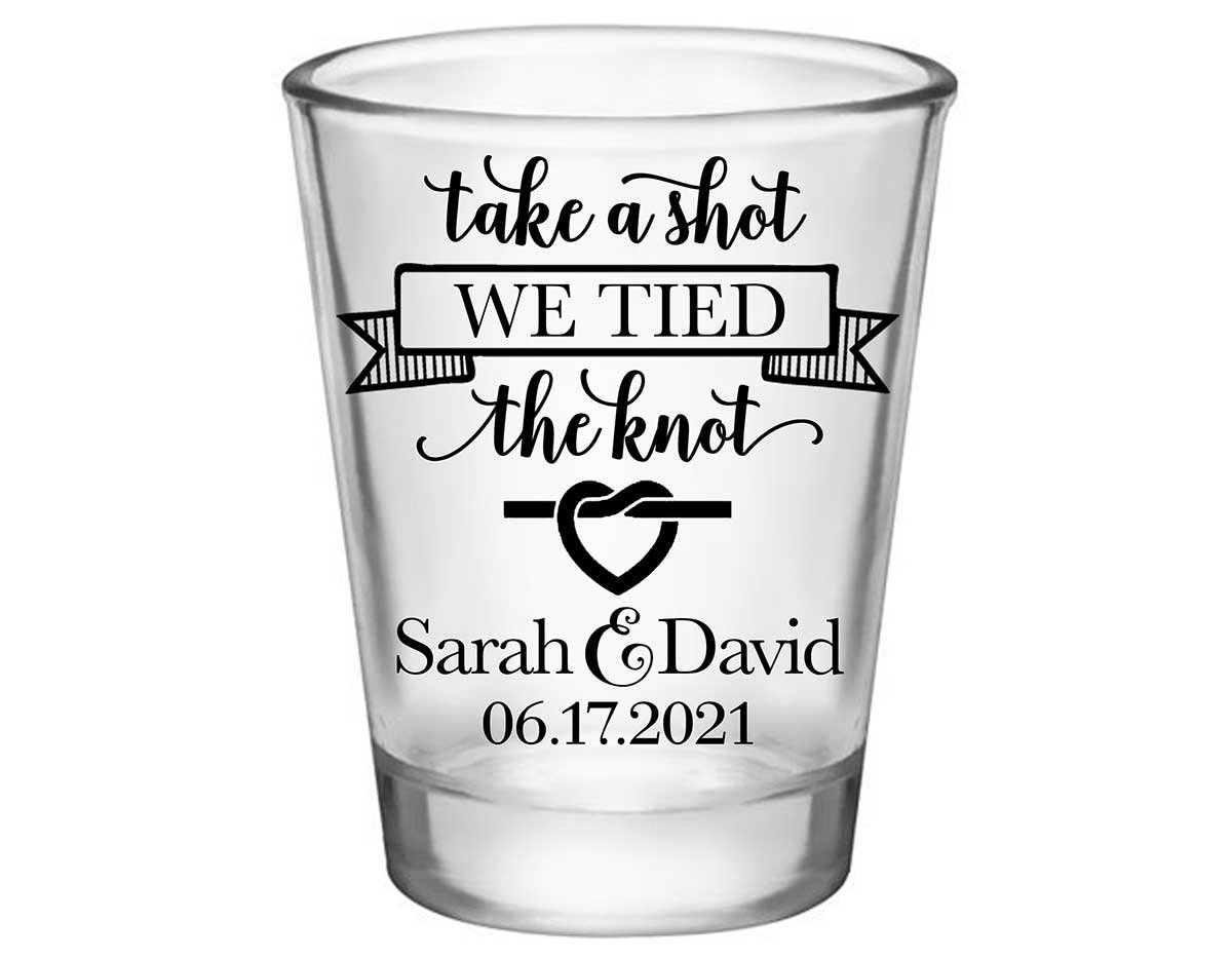 Take A Shot We Tied The Knot 4A Standard 1.75oz Clear Shot Glasses Rustic Wedding Gifts for Guests