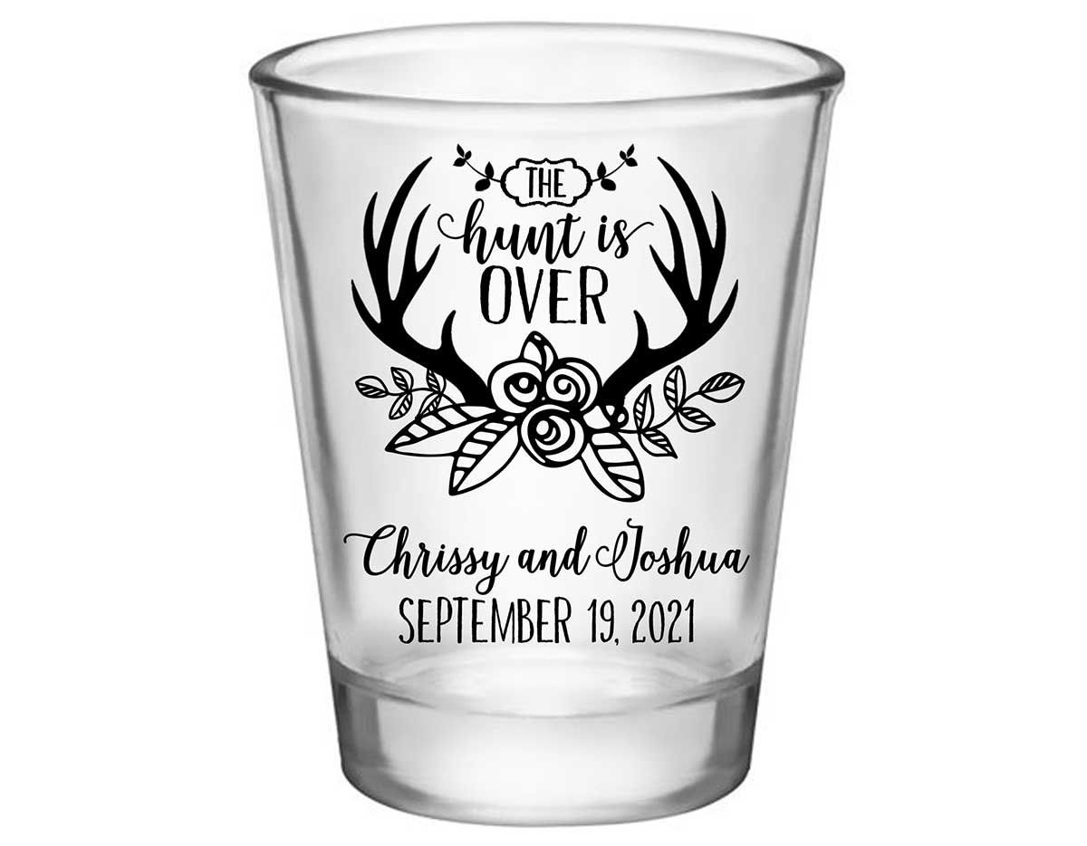 The Hunt Is Over 5A Standard 1.75oz Clear Shot Glasses Country Wedding Gifts for Guests