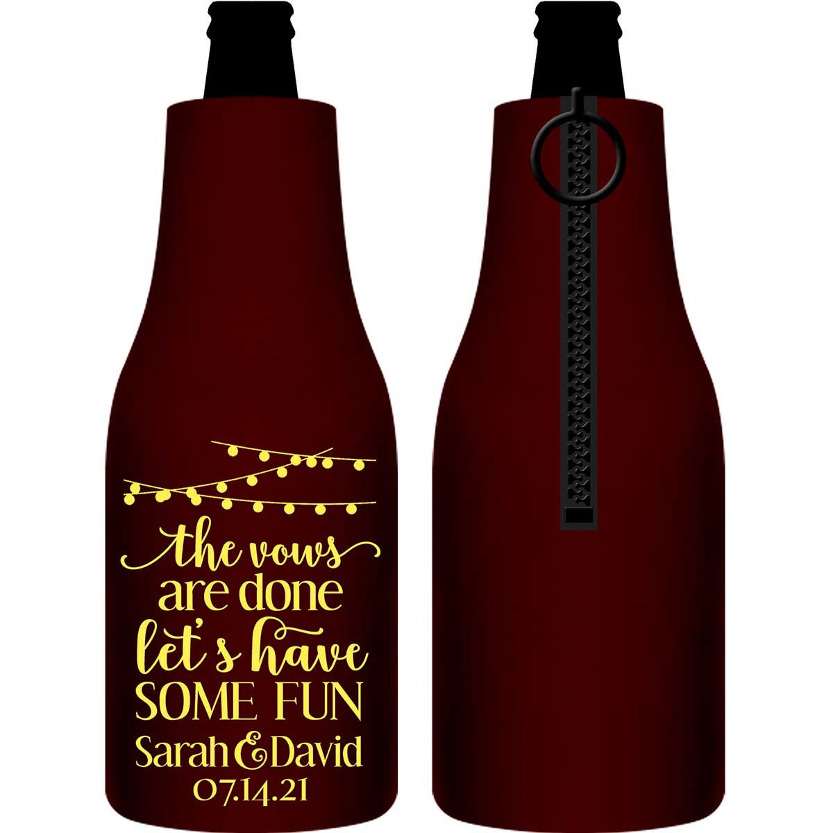 The Vows Are Done Let's Have Some Fun 3A Foldable Zippered Bottle Koozies Wedding Gifts for Guests
