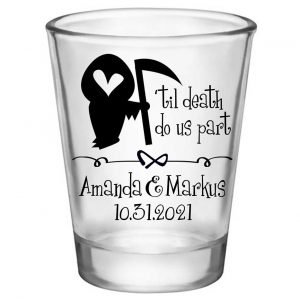 Til Death Do Us Part 1A Grim Reaper Standard 1.75oz Clear Shot Glasses Halloween Wedding Gifts for Guests