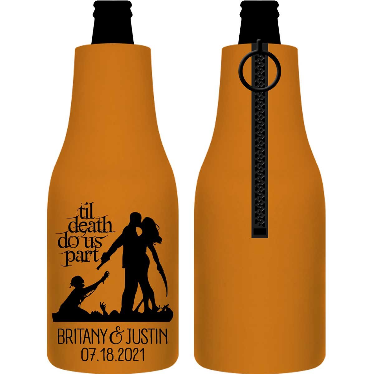 Til Death Do Us Part 3A Zombies Foldable Zippered Bottle Koozies Wedding Gifts for Guests