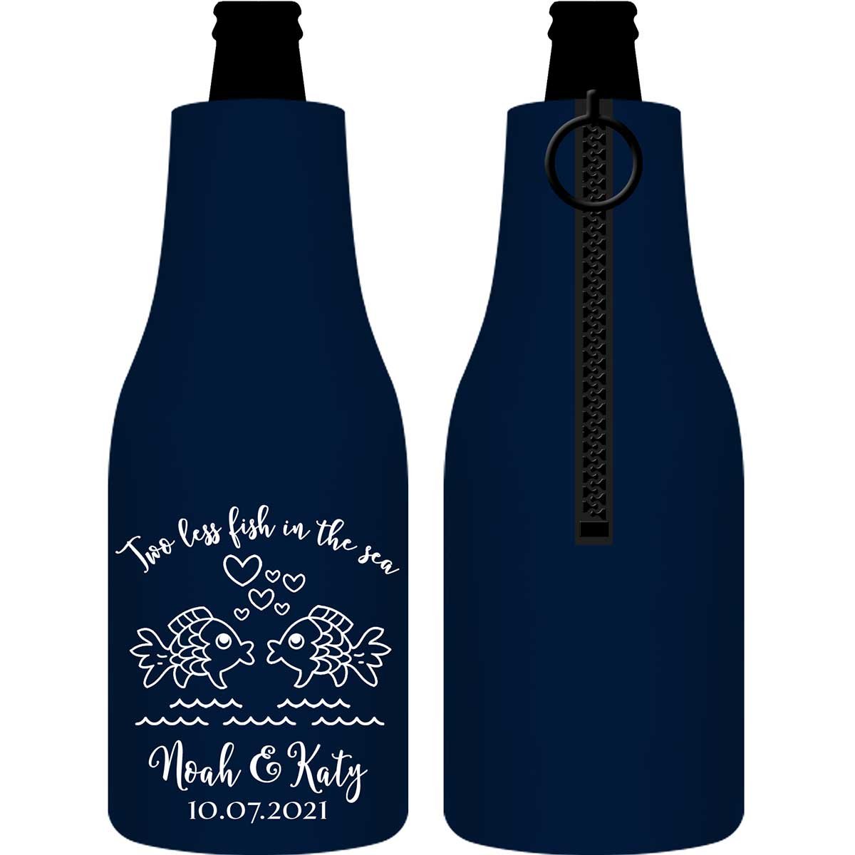 Two Less Fish In The Fish 1A Foldable Zippered Bottle Koozies Wedding Gifts for Guests
