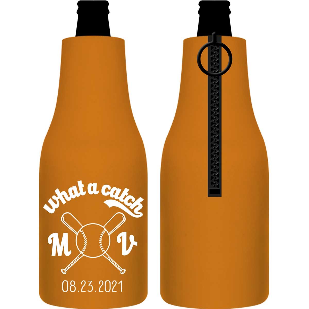What A Catch 1A Baseball Foldable Zippered Bottle Koozies Wedding Gifts for Guests