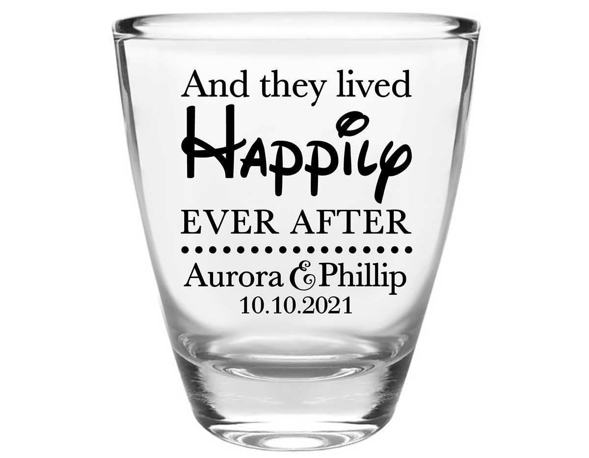 And They Lived Happily Ever After 1A Clear 1oz Round Barrel Shot Glasses Fairytale Wedding Gifts for Guests