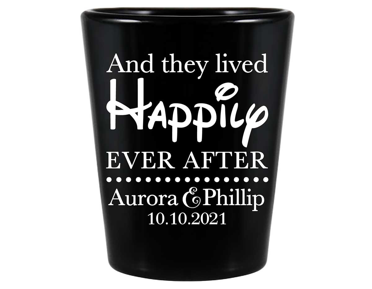 And They Lived Happily Ever After 1A Standard 1.5oz Black Shot Glasses Fairytale Wedding Gifts for Guests