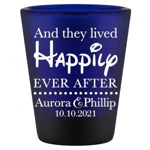 And They Lived Happily Ever After 1A Standard 1.5oz Blue Shot Glasses Fairytale Wedding Gifts for Guests