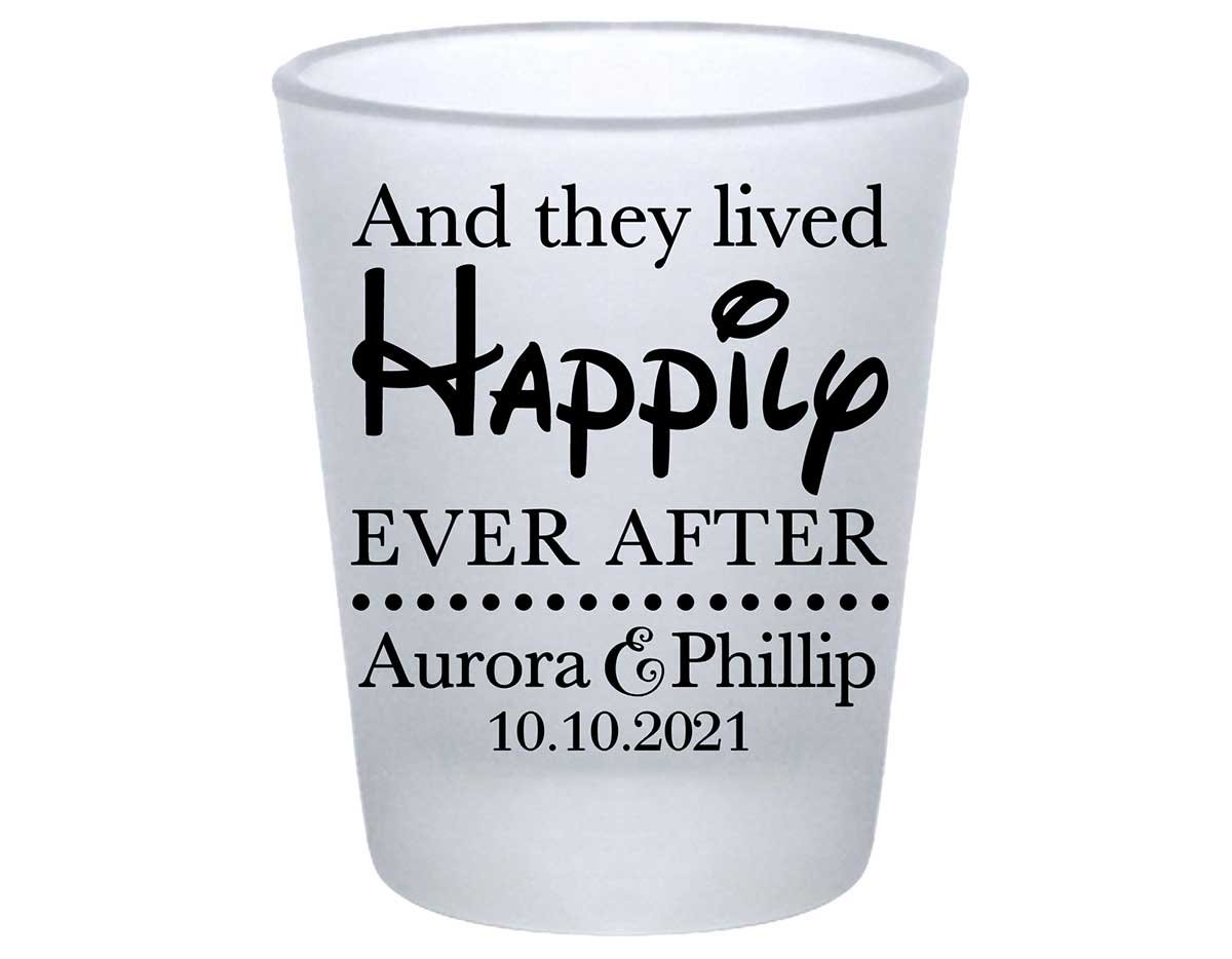 And They Lived Happily Ever After 1A Standard 1.75oz Frosted Shot Glasses Fairytale Wedding Gifts for Guests