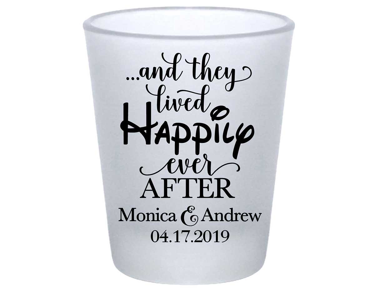And They Lived Happily Ever After 1B Standard 1.75oz Frosted Shot Glasses Fairytale Wedding Gifts for Guests