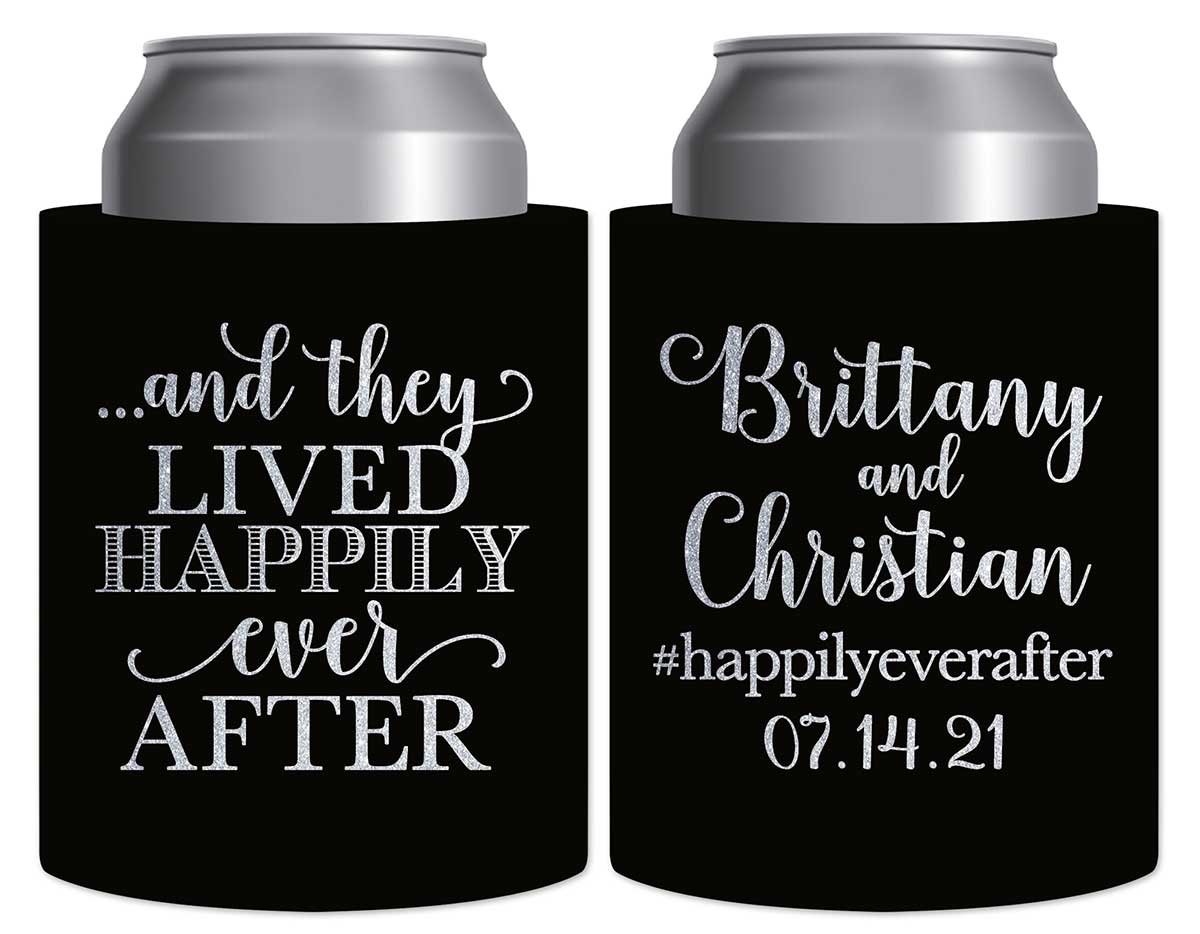 And They Lived Happily Ever After 1C Thick Foam Can Koozies Fairytale Wedding Gifts for Guests