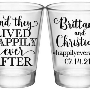 And They Lived Happily Ever After 1C2 Standard 1.75oz Clear Shot Glasses Fairytale Wedding Gifts for Guests