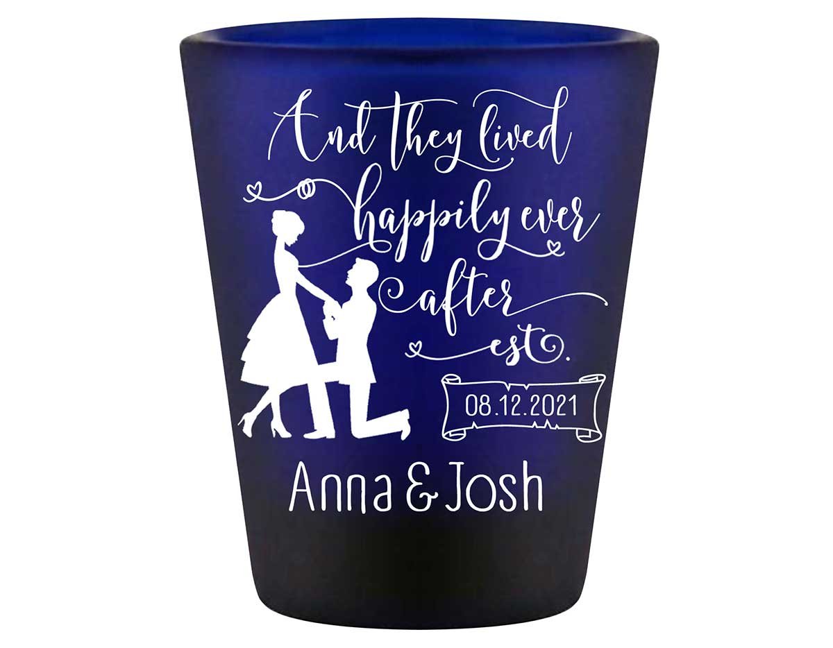 And They Lived Happily Ever After 2A Standard 1.5oz Blue Shot Glasses Fairytale Wedding Gifts for Guests