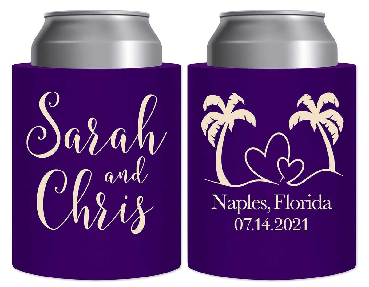 Beach Love 1A Thick Foam Can Koozies Summer Wedding Gifts for Guests