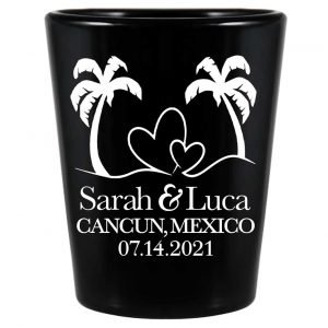 Beach Love 1A Standard 1.5oz Black Shot Glasses Summer Wedding Gifts for Guests
