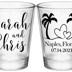 Beach Love 1B2 Any Map Standard 1.75oz Clear Shot Glasses Summer Wedding Gifts for Guests