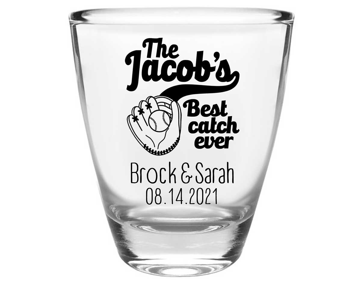 Best Catch Ever 1A Baseball Clear 1oz Round Barrel Shot Glasses Baseball Lovers Wedding Gifts for Guests
