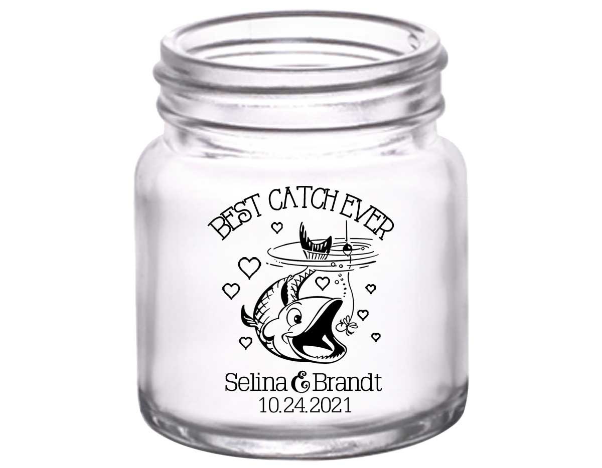 Best Catch Ever 2A Nautical 2oz Mini Mason Shot Glasses Maritime Wedding Gifts for Guests