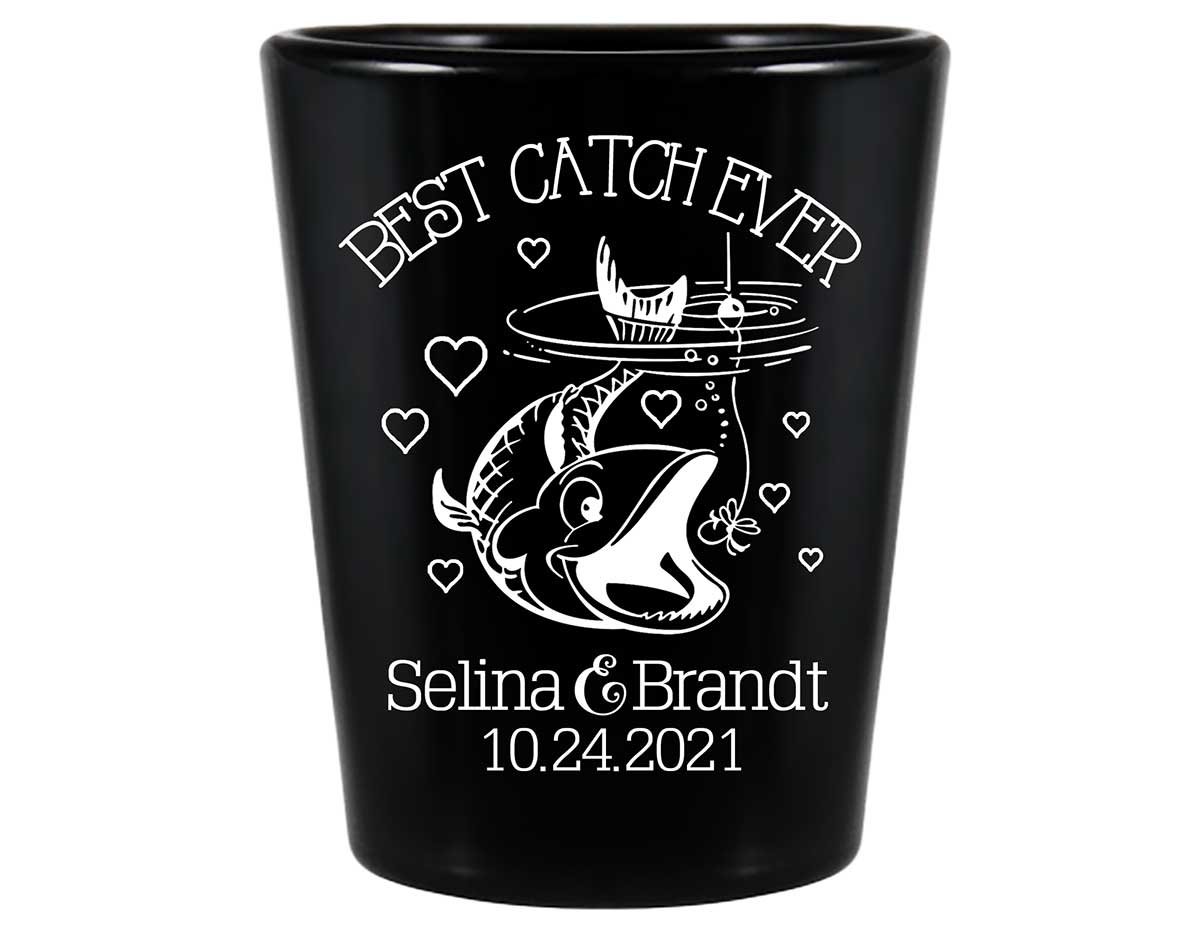 Best Catch Ever 2A Nautical Standard 1.5oz Black Shot Glasses Maritime Wedding Gifts for Guests