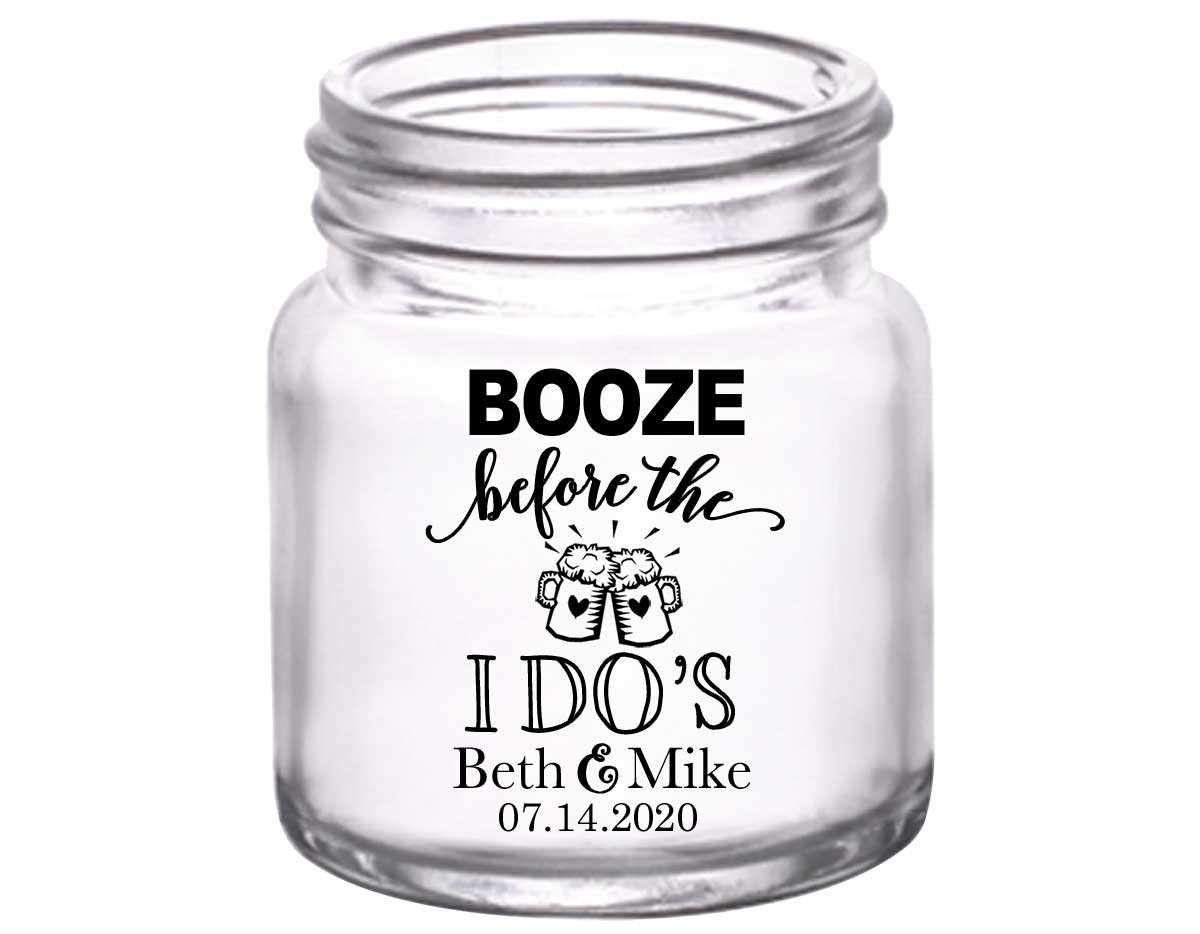 Booze Before The I Do's 1A 2oz Mini Mason Shot Glasses Rustic Engagement Party Gifts for Guests