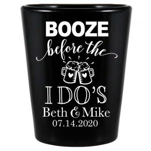 Booze Before The I Do's 1A Standard 1.5oz Black Shot Glasses Rustic Engagement Party Gifts for Guests