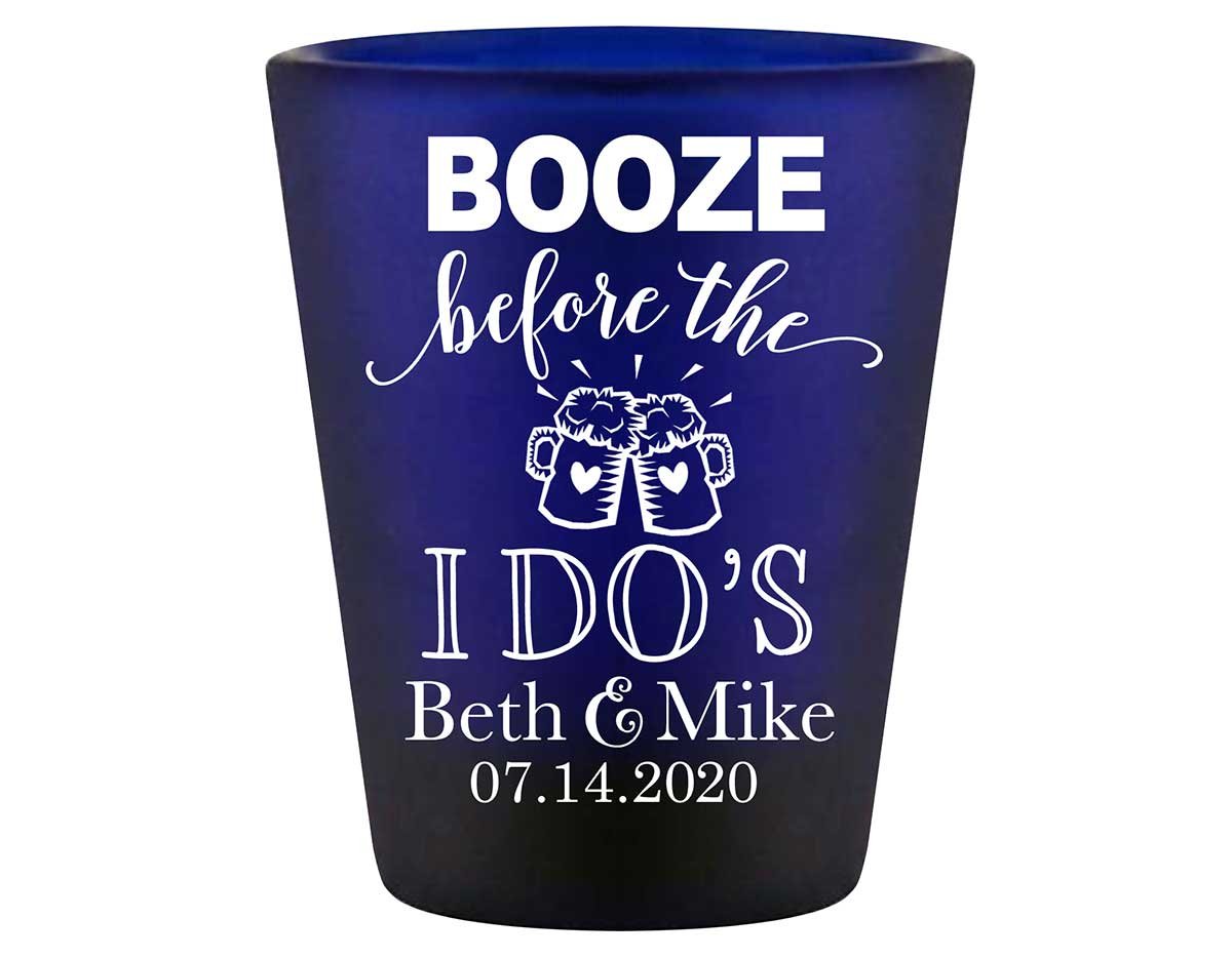Booze Before The I Do's 1A Standard 1.5oz Blue Shot Glasses Rustic Engagement Party Gifts for Guests