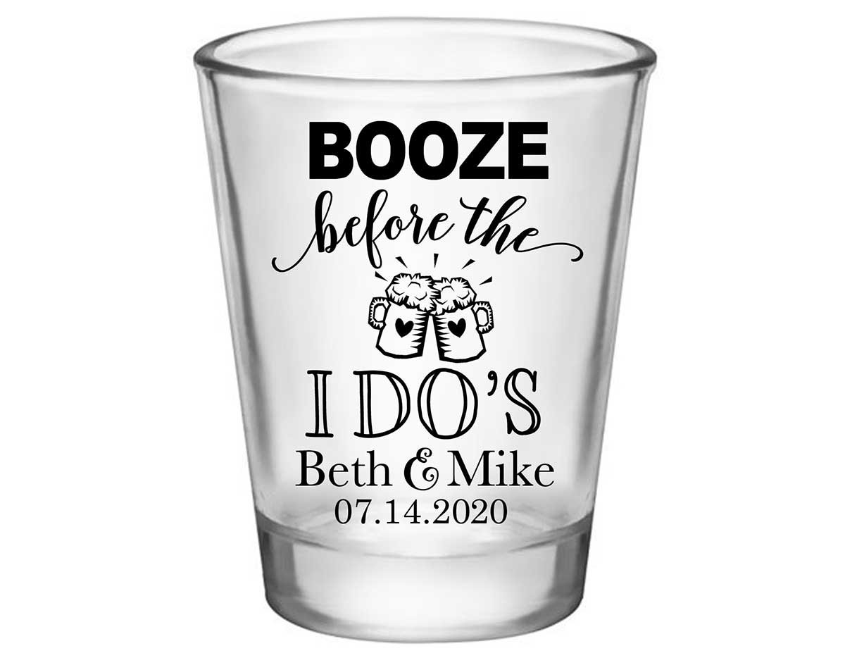 Booze Before The I Do's 1A Standard 1.75oz Clear Shot Glasses Rustic Engagement Party Gifts for Guests