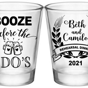 Booze Before The I Do's 1A2 Standard 1.75oz Clear Shot Glasses Rustic Engagement Party Gifts for Guests