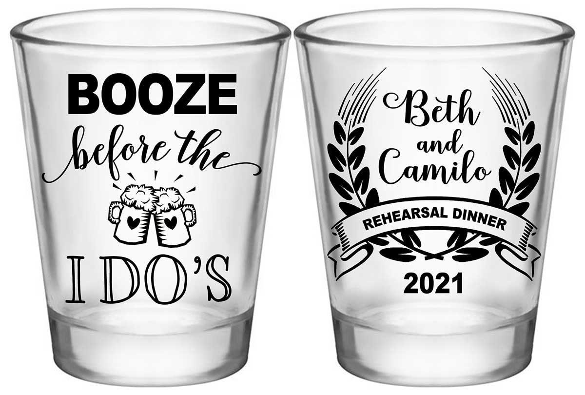 Booze Before The I Do's 1A2 Standard 1.75oz Clear Shot Glasses Rustic Engagement Party Gifts for Guests