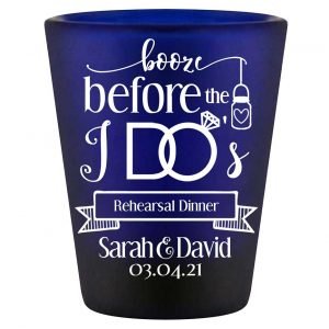 Booze Before The I Do's 2A Standard 1.5oz Blue Shot Glasses Rustic Engagement Party Gifts for Guests