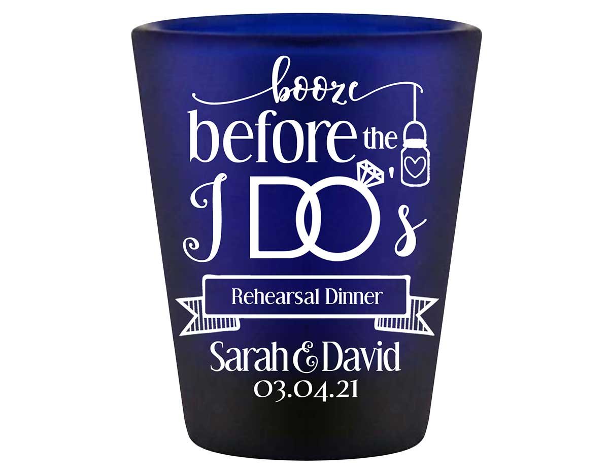 Booze Before The I Do's 2A Standard 1.5oz Blue Shot Glasses Rustic Engagement Party Gifts for Guests