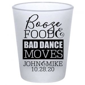Booze Food & Bad Dance Moves 1A Standard 1.75oz Frosted Shot Glasses Funny Wedding Gifts for Guests