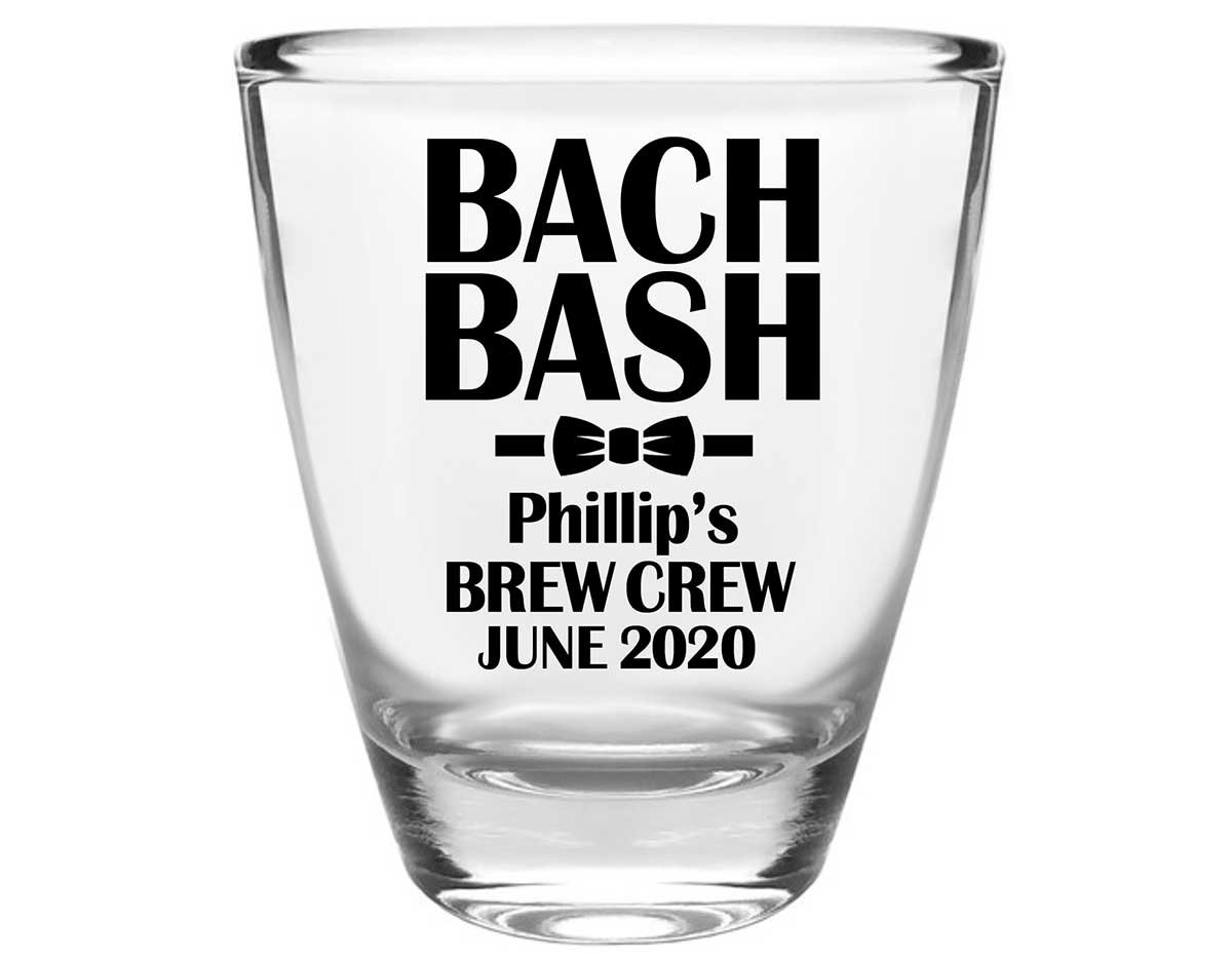 Brew Crew Bachelor Bash 1A Clear 1oz Round Barrel Shot Glasses Personalized Bachelor Party Gifts for Guests