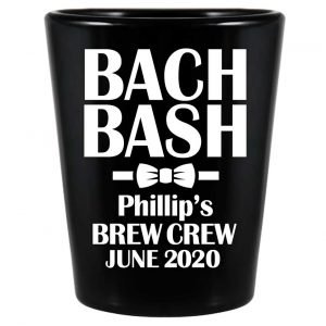 Brew Crew Bachelor Bash 1A Standard 1.5oz Black Shot Glasses Personalized Bachelor Party Gifts for Guests