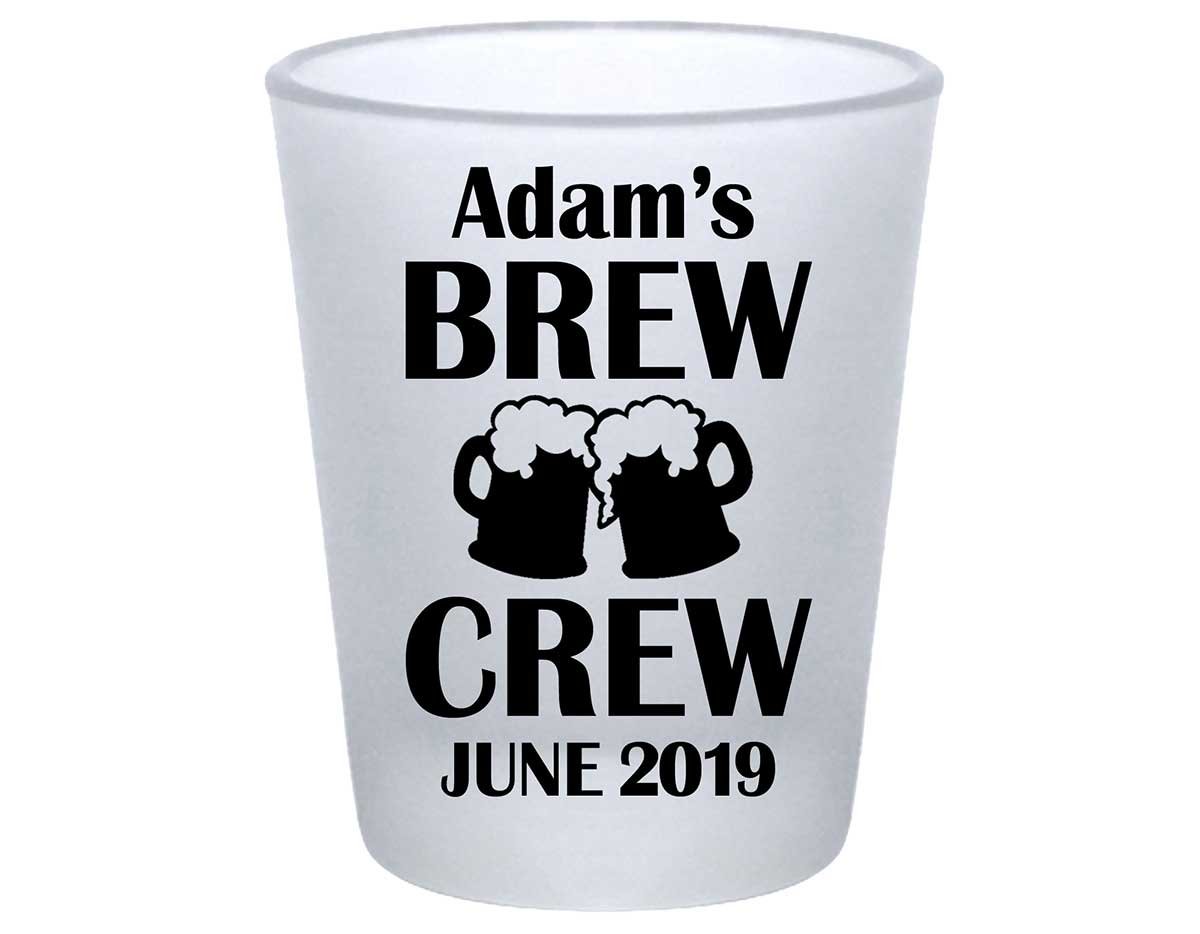 Brew Crew Bachelor Bash 1B Standard 1.75oz Frosted Shot Glasses Personalized Bachelor Party Gifts for Guests