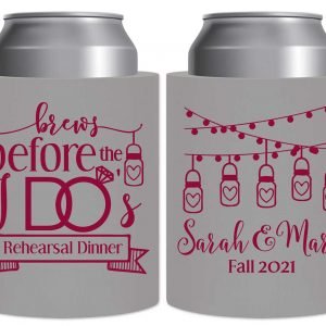 Brews Before The I Do's 2A Thick Foam Can Koozies Rustic Engagement Party Gifts for Guests