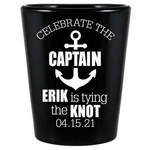 Celebrate The Captain 1A Standard 1.5oz Black Shot Glasses Nautical Bachelor Party Gifts for Guests