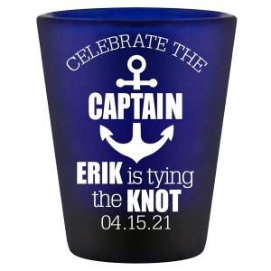 Celebrate The Captain 1A Standard 1.5oz Blue Shot Glasses Nautical Bachelor Party Gifts for Guests