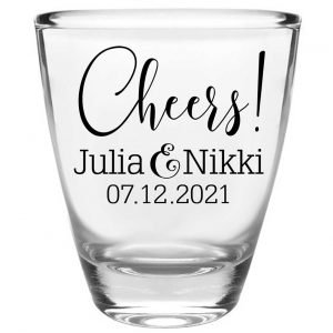 Cheers 1A Swirl Clear 1oz Round Barrel Shot Glasses Personalized Wedding Gifts for Guests