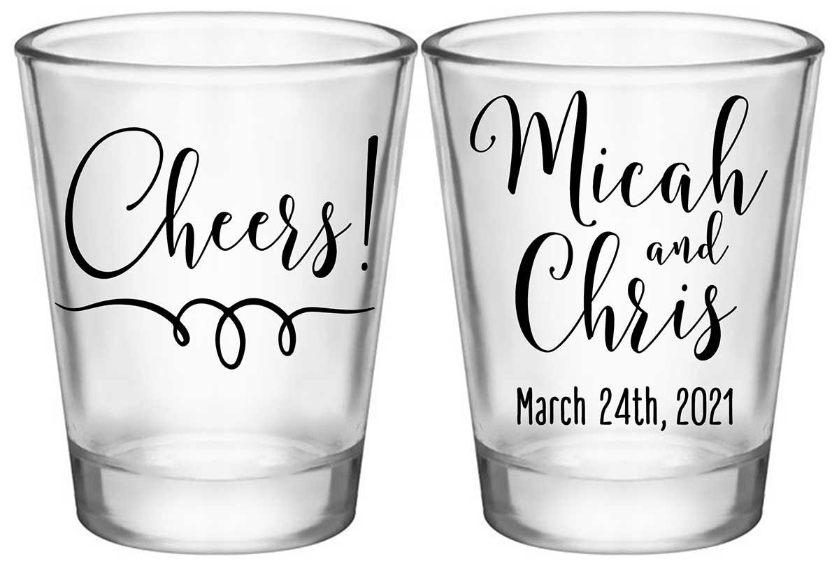 Cheers 1A2 Swirl Standard 1.75oz Clear Shot Glasses Personalized Wedding Gifts for Guests