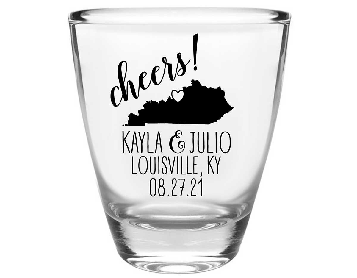 Cheers 2A Any Map Clear 1oz Round Barrel Shot Glasses Personalized Wedding Gifts for Guests