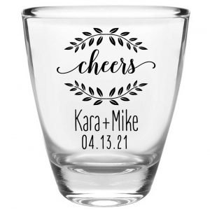 Cheers 4A Wedding Wreath Clear 1oz Round Barrel Shot Glasses Personalized Wedding Gifts for Guests