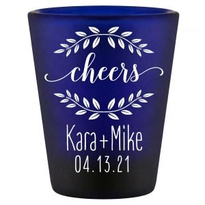 Cheers 4A Wedding Wreath Standard 1.5oz Blue Shot Glasses Personalized Wedding Gifts for Guests