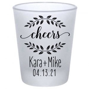 Cheers 4A Wedding Wreath Standard 1.75oz Frosted Shot Glasses Personalized Wedding Gifts for Guests