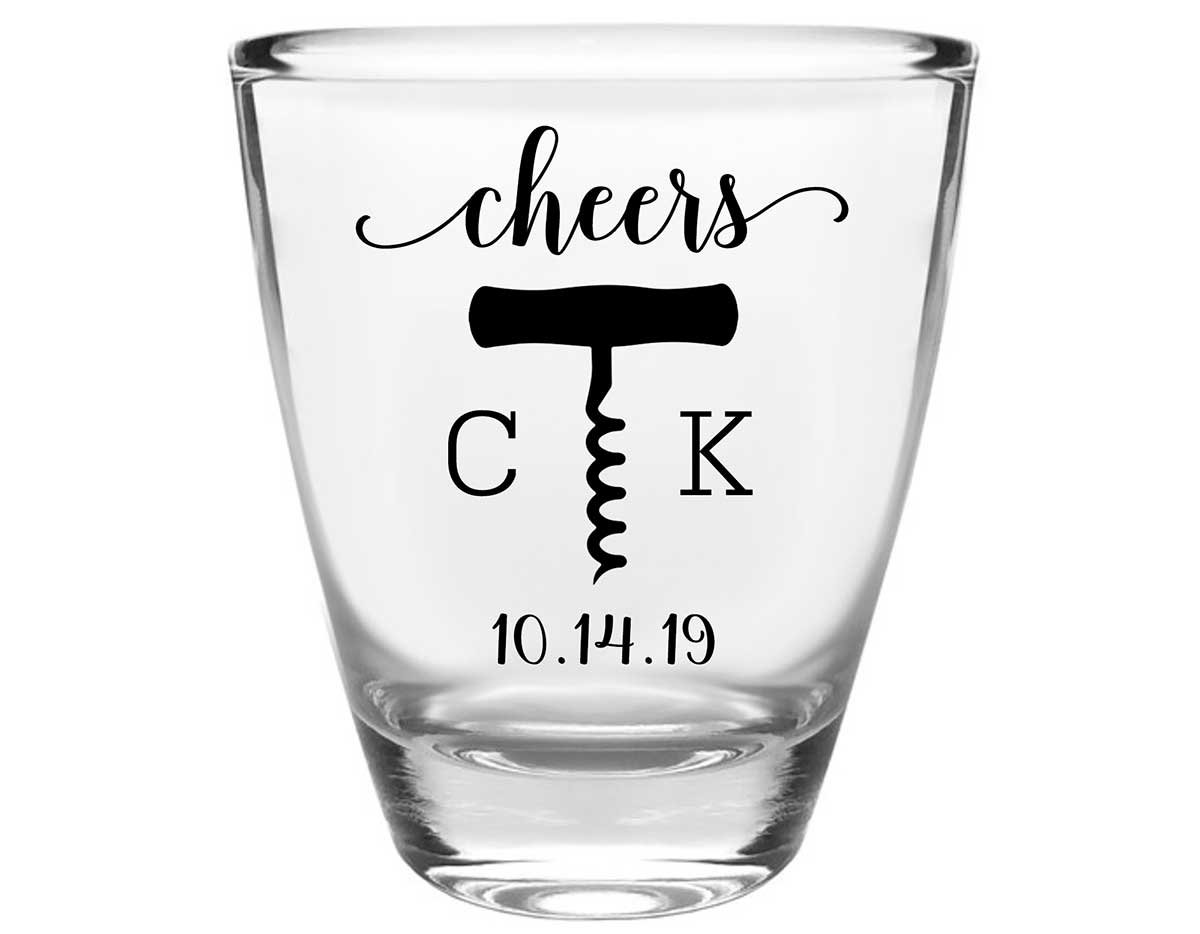 Cheers 5A Vineyard Wedding Clear 1oz Round Barrel Shot Glasses Personalized Wedding Gifts for Guests