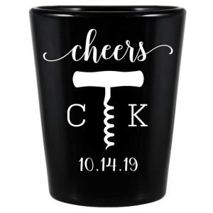 Cheers 5A Vineyard Wedding Standard 1.5oz Black Shot Glasses Personalized Wedding Gifts for Guests