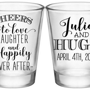 Cheers To Love Laughter & Happily Ever After 1A2 Standard 1.75oz Clear Shot Glasses Personalized Wedding Gifts for Guests