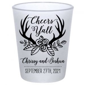 Cheers Y'All 1A Country Wedding Standard 1.75oz Frosted Shot Glasses Country Wedding Gifts for Guests