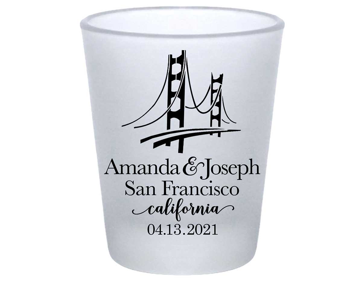 City Bound 1A Any City Standard 1.75oz Frosted Shot Glasses City Wedding Gifts for Guests
