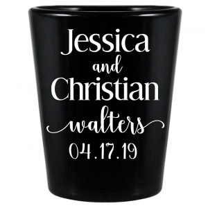 Classic Wedding Design 1A Standard 1.5oz Black Shot Glasses Personalized Wedding Gifts for Guests