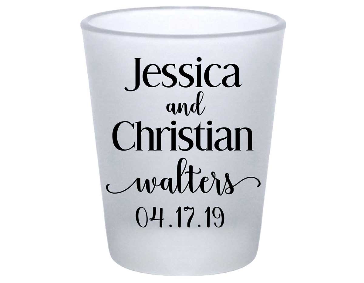 Classic Wedding Design 1A Standard 1.75oz Frosted Shot Glasses Personalized Wedding Gifts for Guests