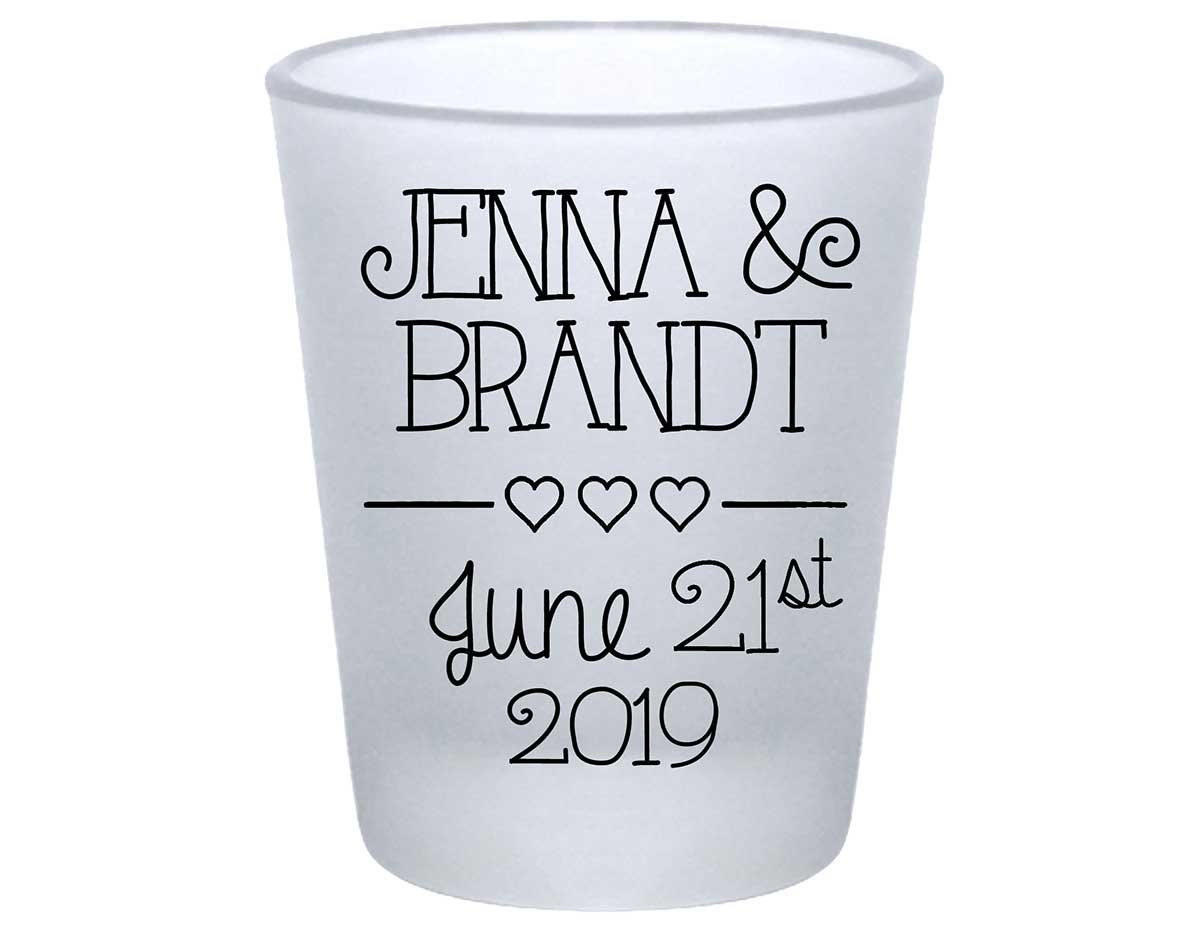 Classic Wedding Design 2A Standard 1.75oz Frosted Shot Glasses Personalized Wedding Gifts for Guests